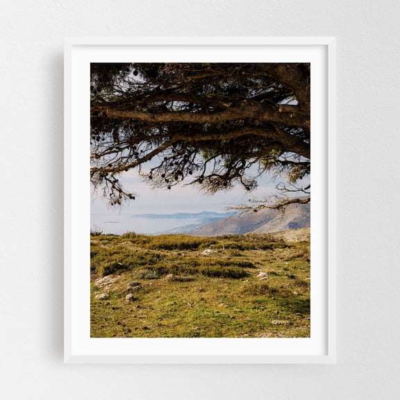 Nature's Frame - Keratea Greece Photography Landscape Mountain Nature Scenic Wilderness Rural White Framed Wall Art Print 16 x 20 inches