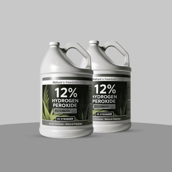 Nature's Freedom 12% Hydrogen Peroxide Concentrate, Food Grade Household Cleaner, H2O2 & Purified Water Only, 2 Pack