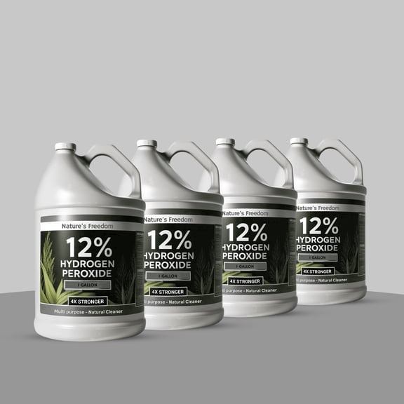 Nature's Freedom 12% Hydrogen Peroxide Concentrate, Food Grade Household Cleaner, H2O2 & Purified Water Only, 4 Pack