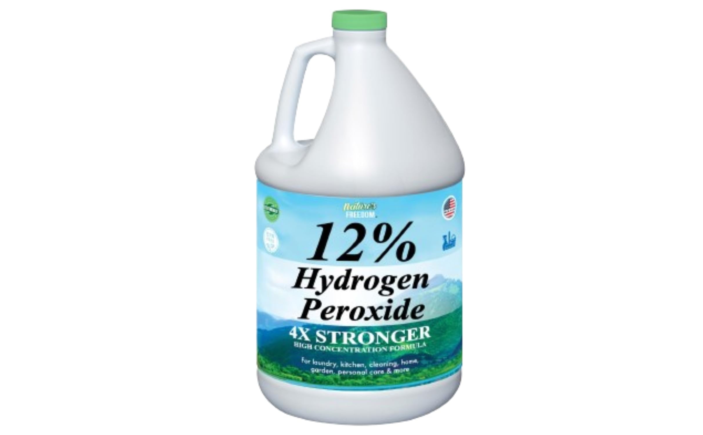 Nature's Freedom 12% Hydrogen Peroxide, Food Grade H2O2 and Purified Water Only, 1 Gallon Solution
