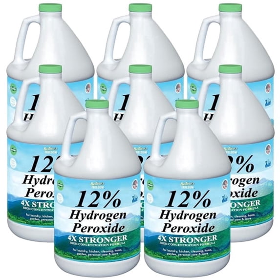 Nature's Freedom 12% Hydrogen Peroxide, Food Grade H2O2 and Purified Water Only, 8 Gallons