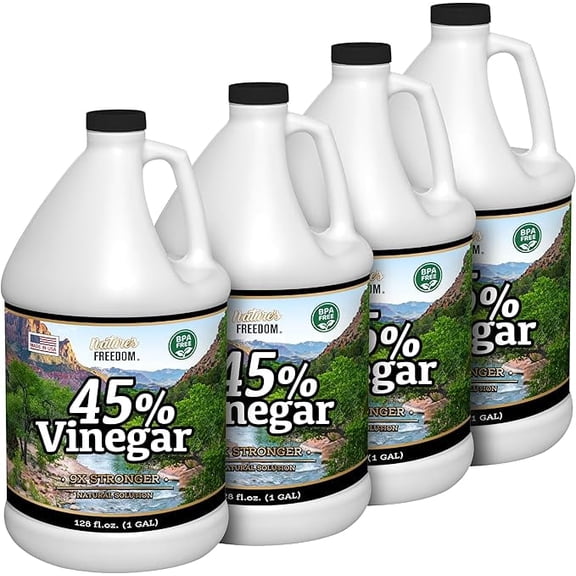 Nature's Freedom 45% Concentrated White Vinegar Cleaning Solution, Multi-Purpose Cleaner, 1 Gallon, 4 Pack