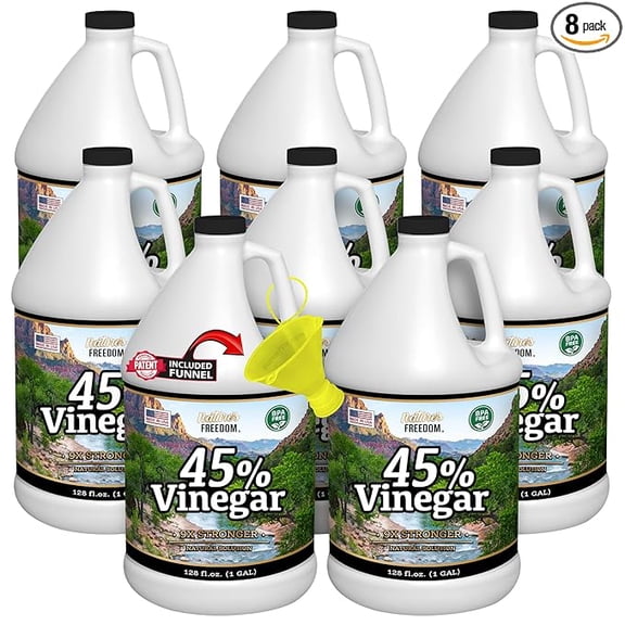 Nature's Freedom 45% Concentrated Vinegar, 8 Gallons - Dilutes to 72 Gallons - 9x Strength Multi-Purpose Solution