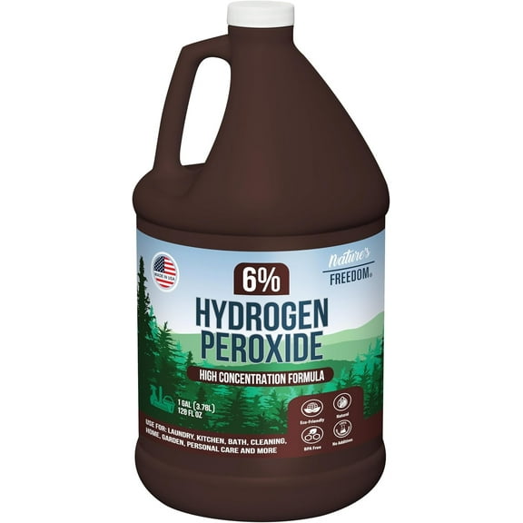 Natures Freedom 6% Hydrogen Peroxide Food Grade Cleaner, H2O2 & Purified Water, 1 Gallon
