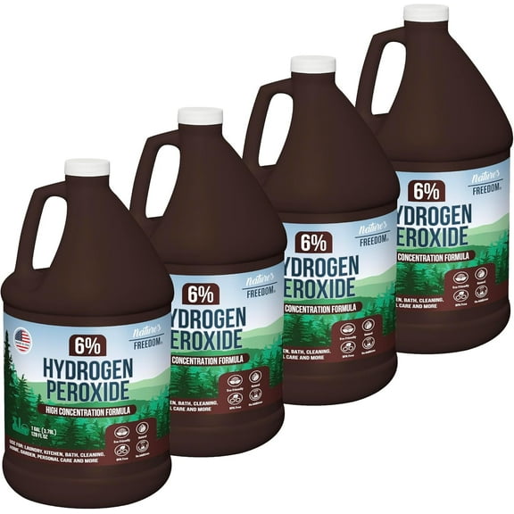 Nature's Freedom 6% Hydrogen Peroxide, Food Grade H2O2 and Purified Water Only, 4 Gallons