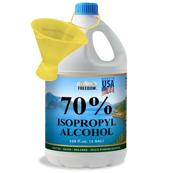 Nature's Freedom 70% Isopropyl Alcohol (IPA) with Pour Funnel - 1 Gallon, 128 Fl Oz