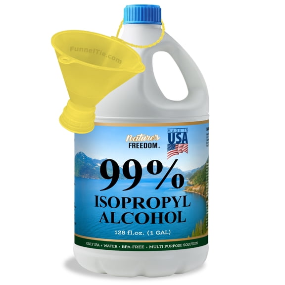 Nature's Freedom 99% Isopropyl Alcohol (IPA) with Pour Funnel - 1 Gallon, 128 Fl Oz