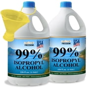 Natures Freedom 99% Isopropyl Alcohol IPA with Pour Funnel - 2 Gallons, 2 x 128 Fl Oz