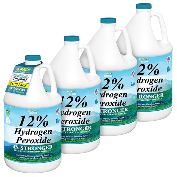 Nature's Freedom Hydrogen Peroxide 12%, 4 Gallons, Purified Water and Food Grade H2O2 Only