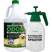 Natures Freedom Outdoor Pet Odor Eliminator, 1 Gallon Enzyme Cleaner with Hose-End Pump Sprayer for Lawns, Patios and Outdoor Surfaces