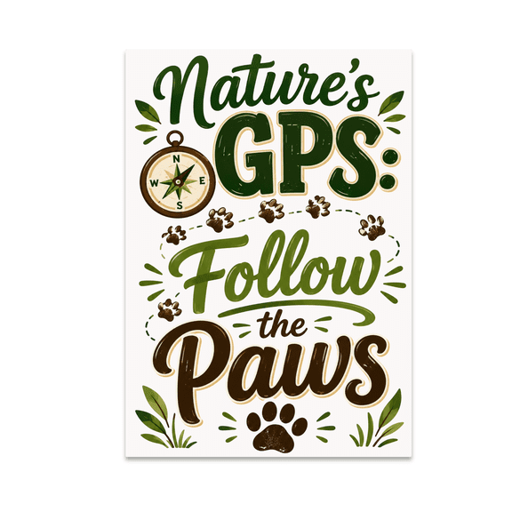 Nature's GPS: Follow the Paws - Animal Tracking Enthusiast - 13x19 Poster Print
