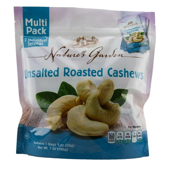 Nature's Garden Cashews Roasted Unsalted - Multipack, Count of 2, 7 Each