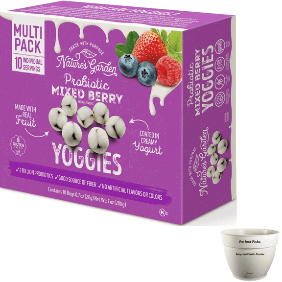 Nature's Garden, Probiotic Mixed Berry Yoggies, Gluten- Free, Non-GMO, Soft Chew, Fruit Snacks, 0.7 oz, 10 Count (2 pack)
