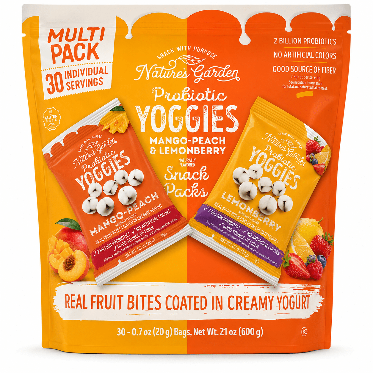 Nature's Garden Probiotic Yoggies Fruit & Yogurt Snack Packs, Mango ...