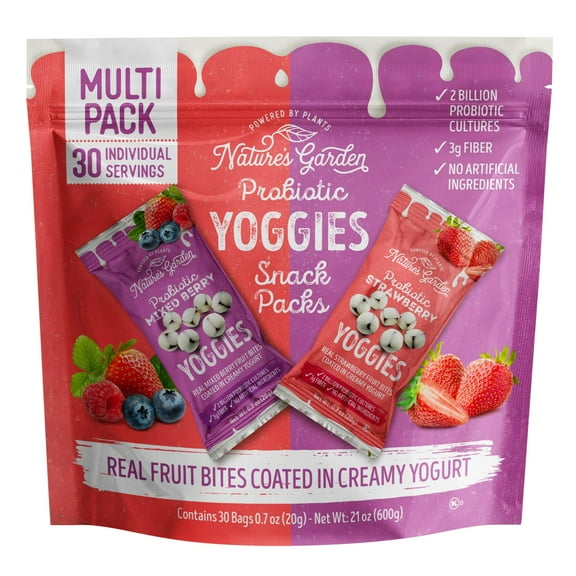 Nature's Garden Probiotic Yoggies, Mixed Berry & Strawberry, 0.7 Ounce (30 Pack)