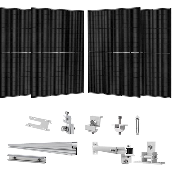Nature's Generator 4 Packs 410W Solar Panel with Solar Panel Mount Rack(Metal Roof)