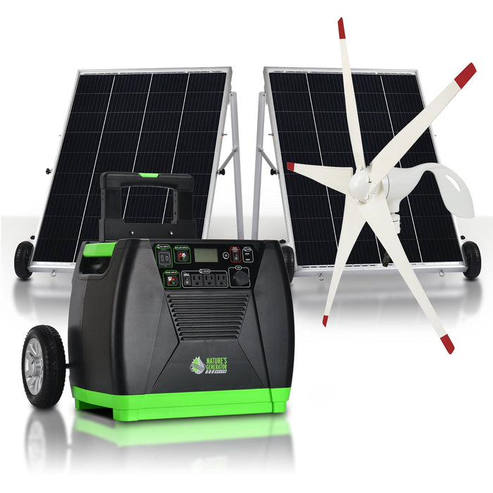 Nature's Generator Elite Gold - WE System:3600W Solar & Wind Powered Pure Sine Wave Off-Grid Nature's Generator Elite+2pcs 100W Solar Panel+Wind Turbine