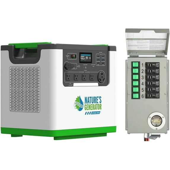 Nature's Generator Lithium 3600 + 6 Circuit Transfer Swtich