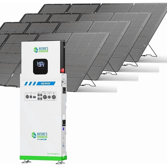 Natures Generator Mygrid Lithium 10K Solar Generator with 4pcs 400W Folding Solar Panel