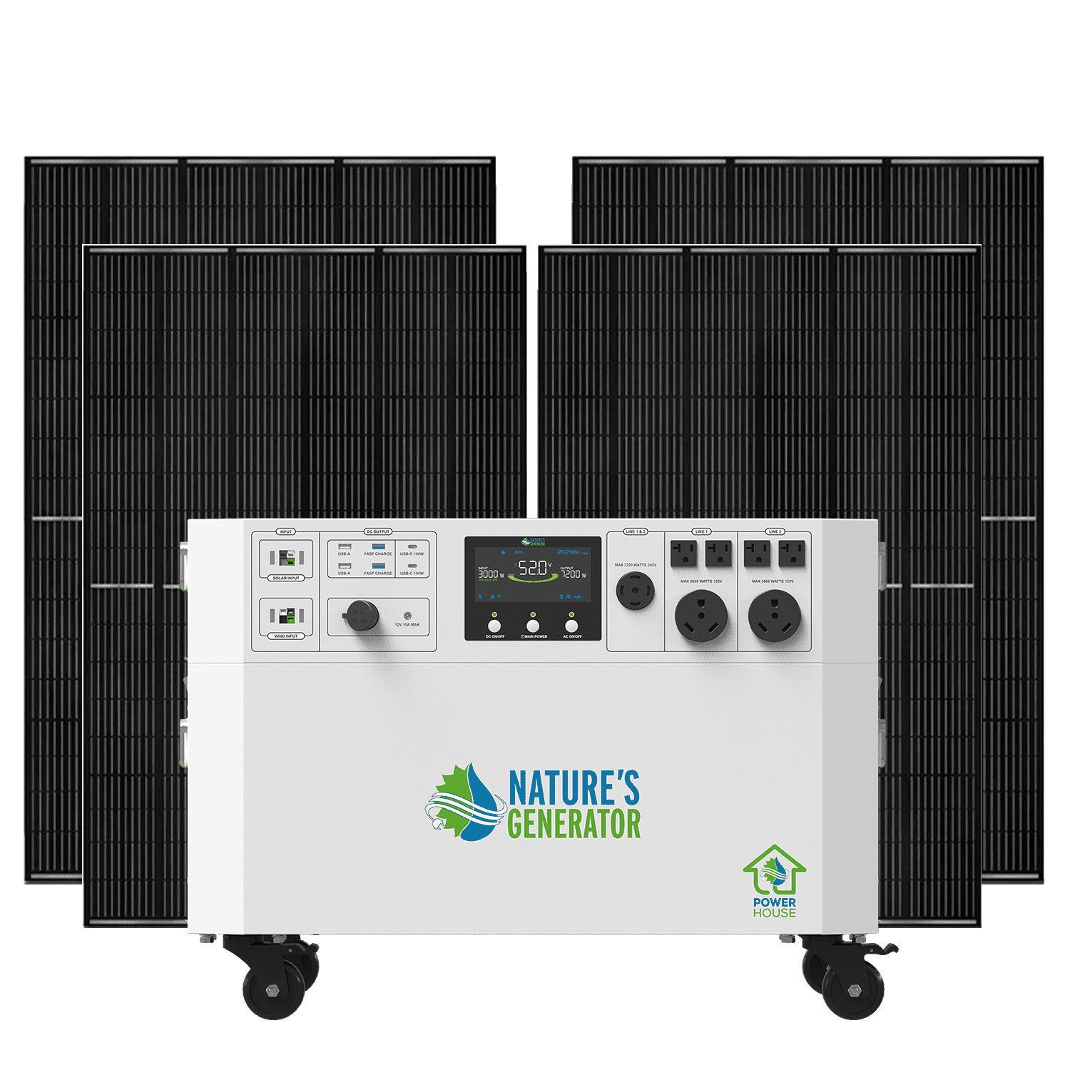 Natures Generator 4800Wh 7200W Powerhouse with 4pcs 410W Solar Panels