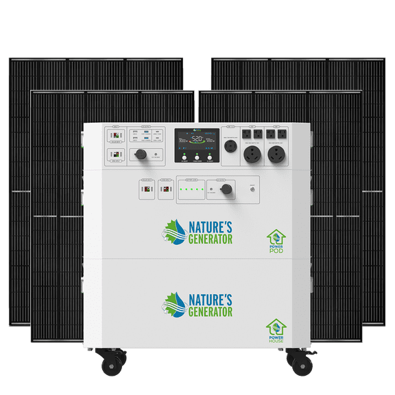 Natures Generator 4800Wh 7200W Powerhouse & With 4800Wh Battery Power Pod & 4pcs 410W Solar Panels