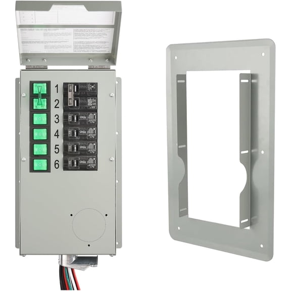 Nature's Generator Transfer Switch 6 Circuits 120/240V 30A Power Transfer Kit With Transfer Switch Flush Mount