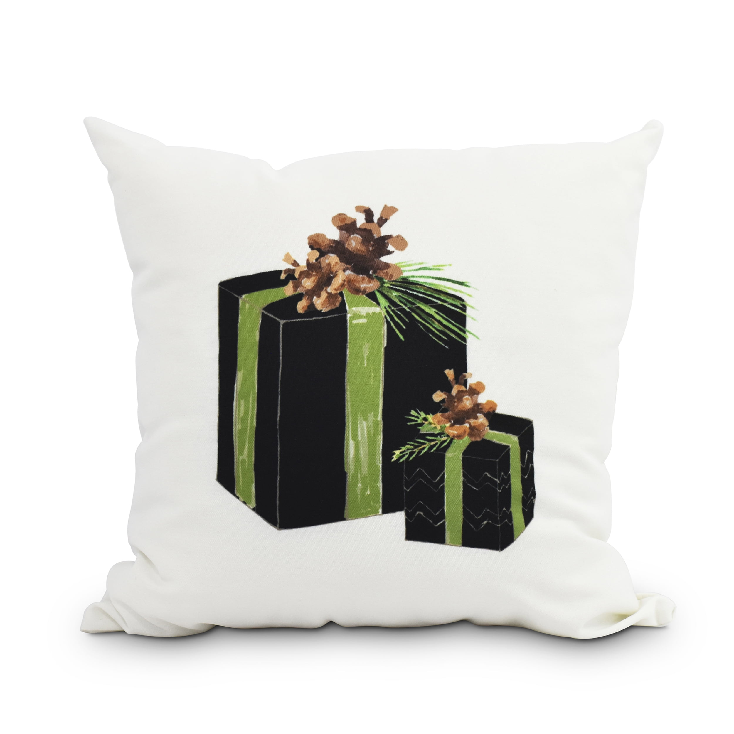 Nature's Gift 16 Inch Black Holiday Print Decorative Throw Pillow
