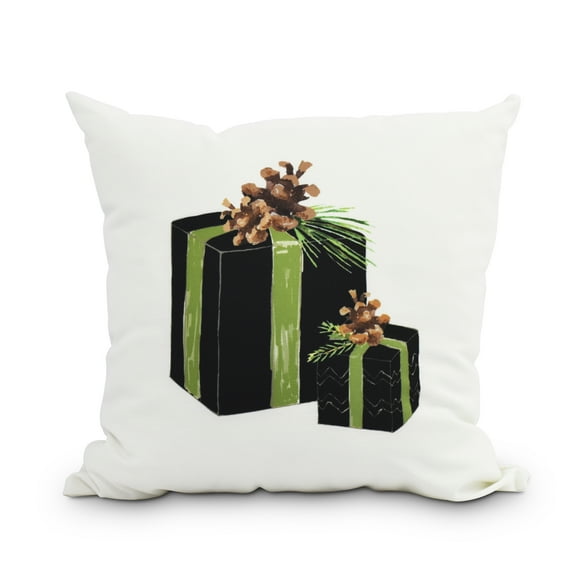 Nature's Gift 16 Inch Black Holiday Print Decorative Throw Pillow