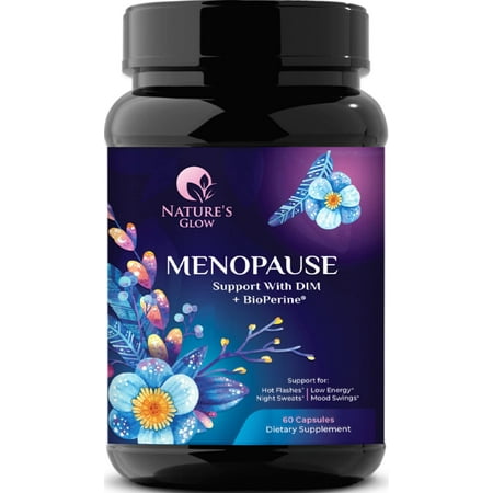 Nature's Glow Menopause Supplements for Women with DIM (Diindolylmethane) Plus BioPerine - 60 Capsules