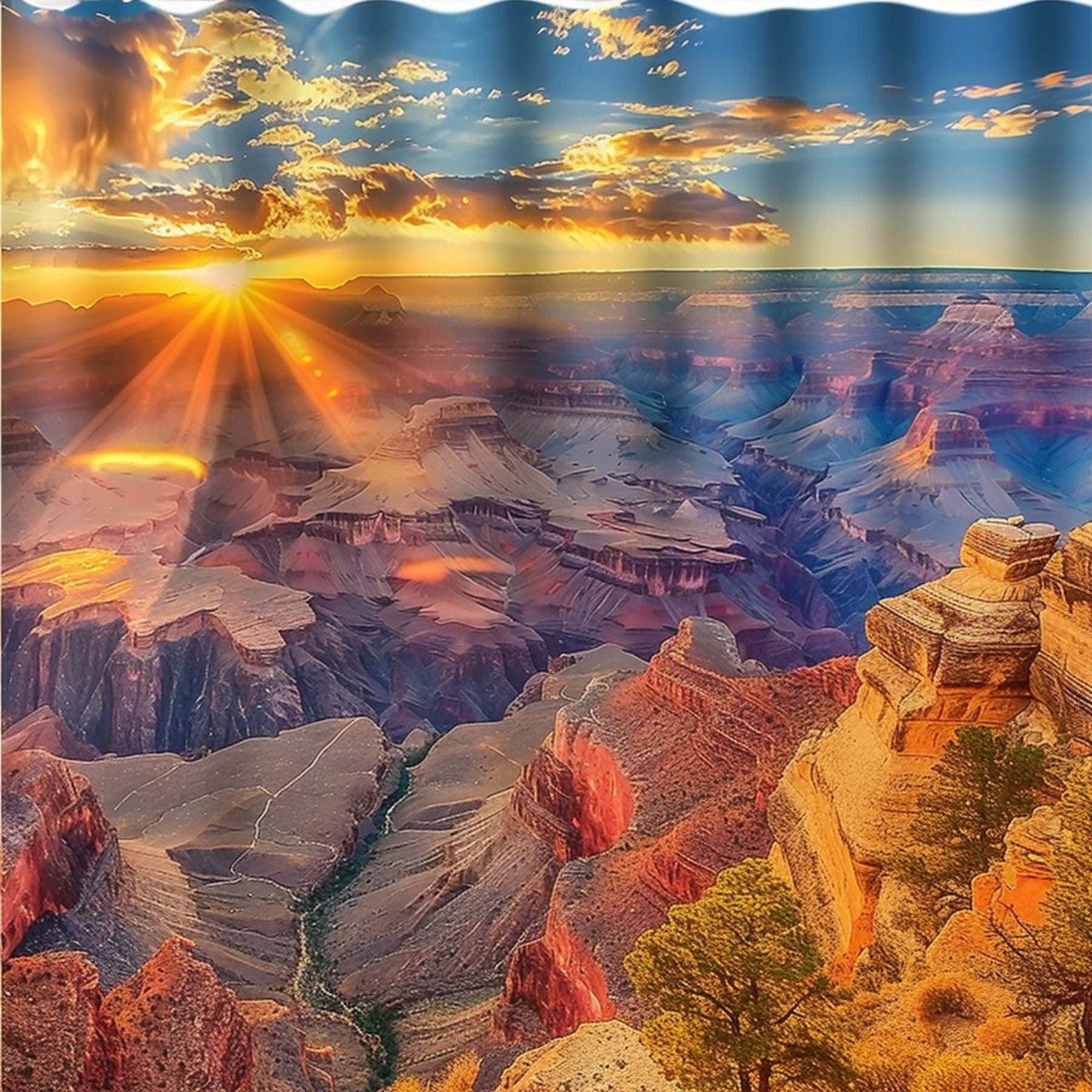 Nature's Grandeur: Vibrant Grand Canyon Sunset Shower Curtain Stunning ...