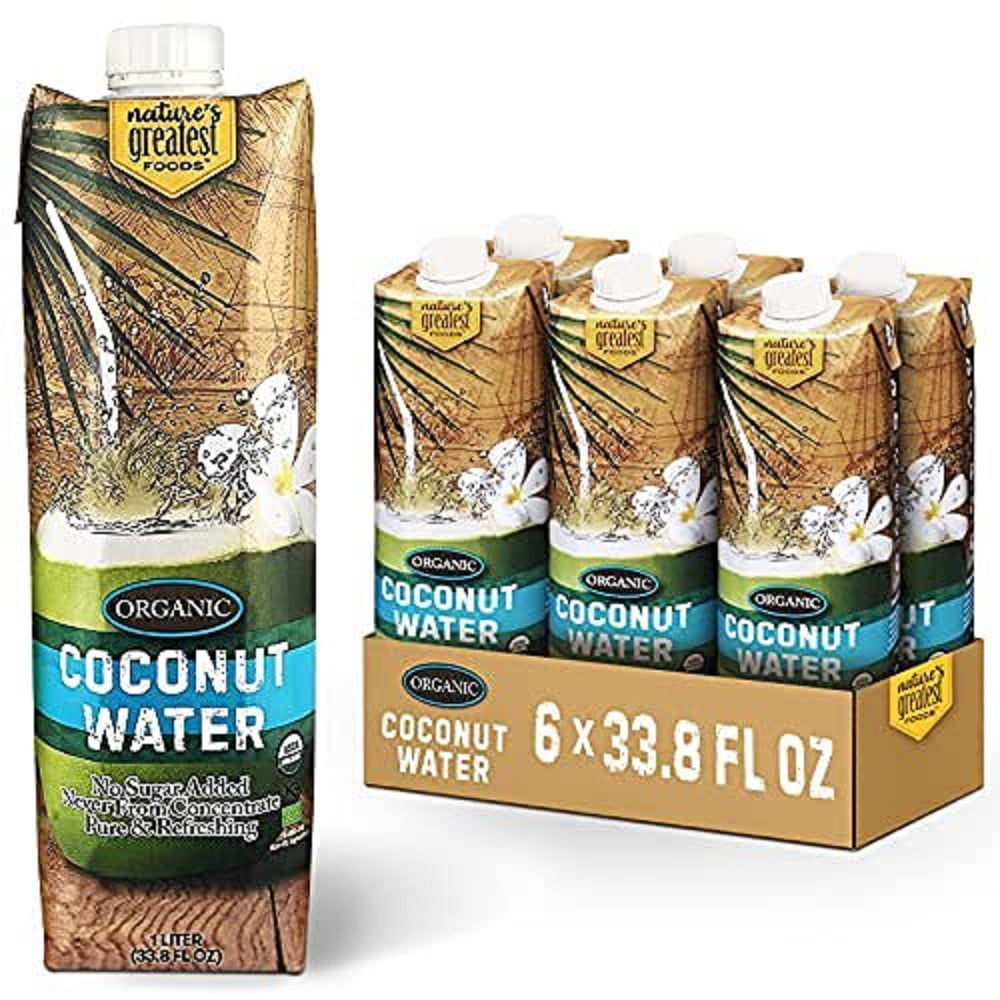 Nature's Greatest Foods No Sugar Organic Coconut Water 6 Count 33.8 oz