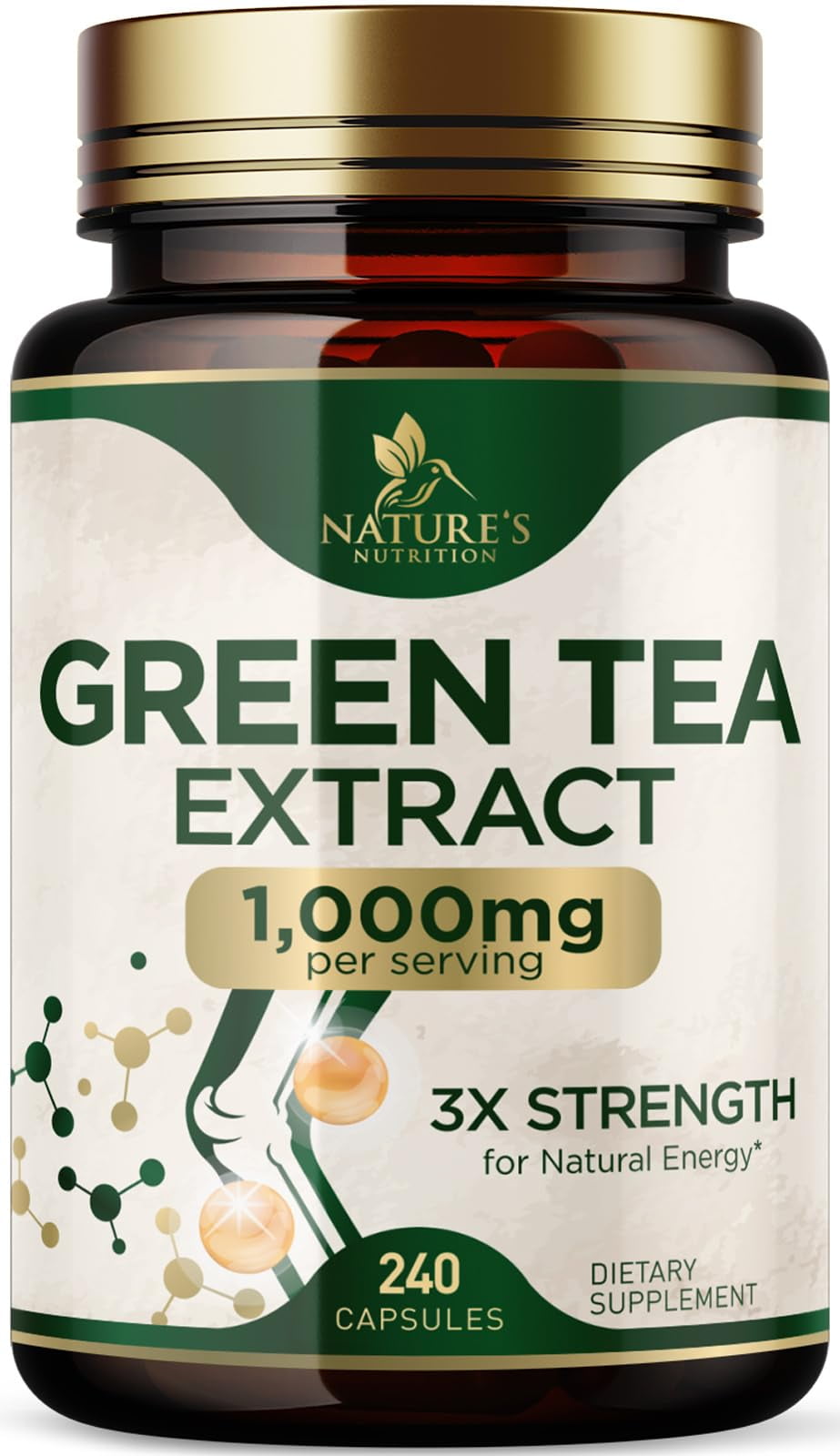 Nature's Green Tea Extract Pills 98 Standardized EGCG 1000mg 3X