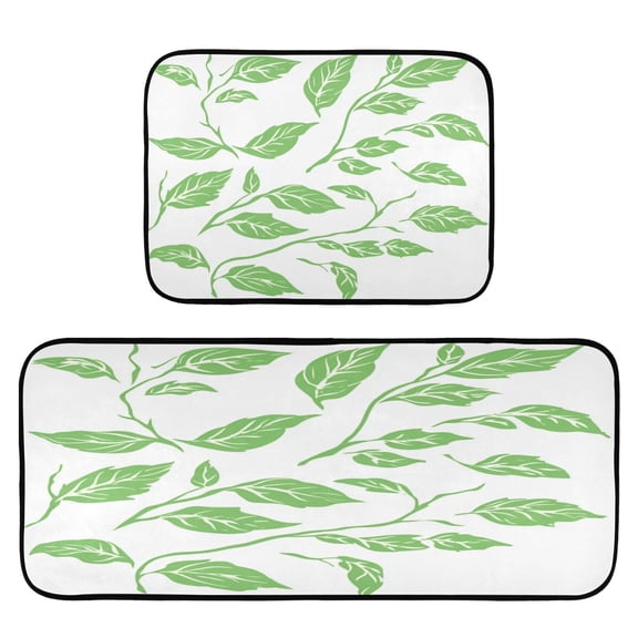 Nature's Greenery 2-Piece Kitchen Carpet Mat Set, Non-Slip Memory Foam, Soft for Kitchen and Living Room Use