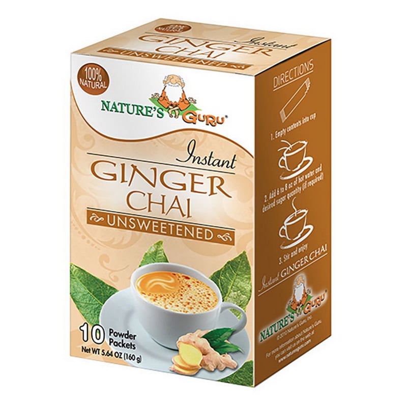 Nature's Guru Ginger Chai Unsweetened Instant Chai 10 packets