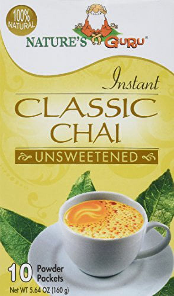 Nature's Guru Instant Classic Chai Tea Drink Mix Unsweetened 10 Count