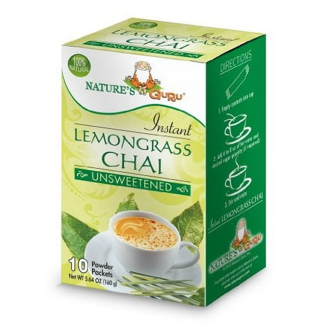 Nature's Guru Instant Lemongrass Chai Tea Drink Mix Unsweetened 10