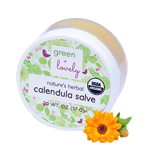 Nature's Herbal Calendula Salve by Green + Lovely - Certified Organic Calendula Cream/Eczema Cream - Beauty Intensive Moisturizer for Sensitive Skin Ointment - Eczema & Psoriasis (Unscented)