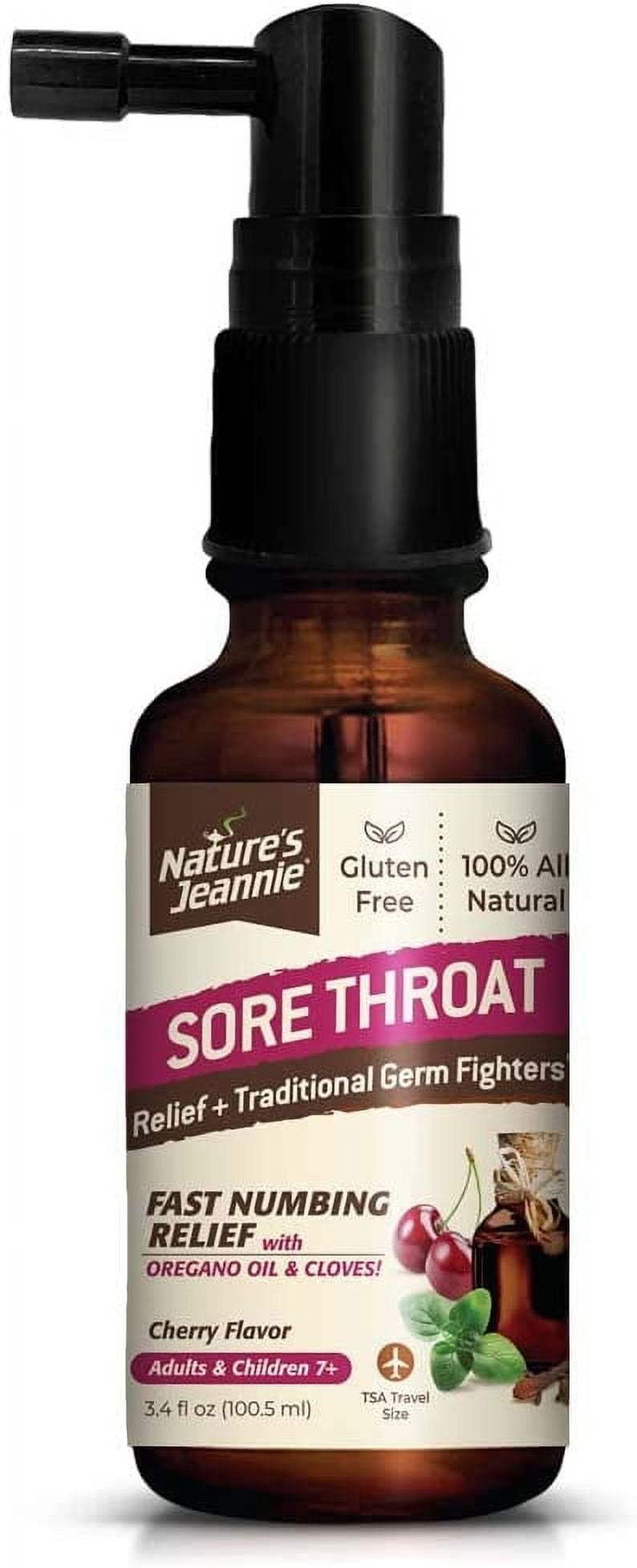 Nature's Jeannie Sore Throat Spray Cherry Flavor 3.4 Fl Oz TSA