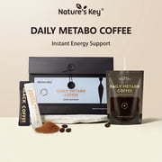 Nature's Key Daily Metabo Coffee, Metabolism Support Instant Black Coffee with MCT, Fucoxanthin & Green Coffee Bean Extract, Sugar-Free Energy Dietary Supplement, 7-Day Pack 14 Sachets Total