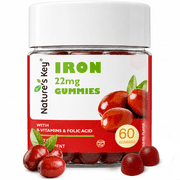 Natures Key Iron Gummies, 22mg Iron with Folate, Vitamin B6, B12, Vitamin E, Iron Mineral Supplement for Adult Women, Red Date Flavor, 60 Count