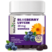 Natures Key Lutein Gummies 20mg with Zeaxanthin & Vitamin A for Adults, Blueberry Flavor, 60Ct