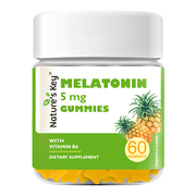 Natures Key Melatonin Gummies, 5mg with Vitamin B6, Sleep Support, Fall Asleep Faster & Stay Asleep, for Men & Women, Natural Pineapple Flavor, 60 Gummies