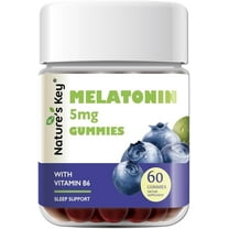 Nature's Key Sleep Support 5mg Melatonin Gummies Max Strength with Vitamin B6, Non-GMO,Gluten-Free-Natural Blueberry Flavor 60 Count