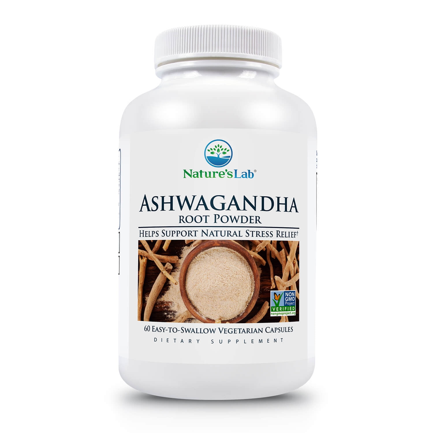 Nature's Lab Ashwagandha 800 mg - 60 Capsules - Made with 100% Pure Organic Ashwagandha Root Powder for Natural Stress Relief, Adrenal, Mood & Thyroid Support*