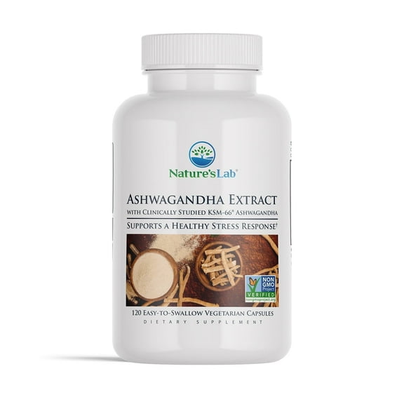 Nature's Lab Ashwagandha Extract - KSM 66 5% Withanolides - 120 Ct (60 Day Supply)