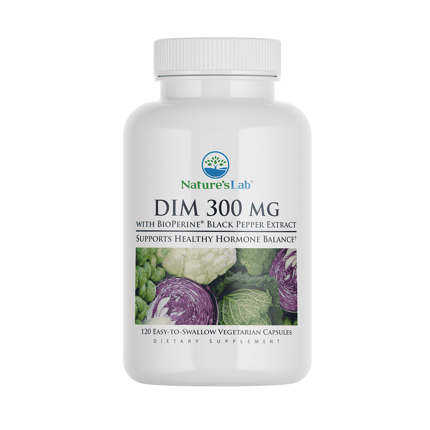 Nature's Lab DIM 300mg 120 Capsules Supports Hormone Balance and ...