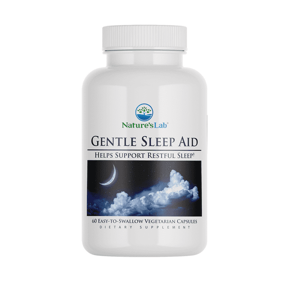 Nature's Lab Gentle Sleep Aid 60ct (30 Day Supply) - A purposeful Blend of Ingredients to Promote restful Sleep. Melatonin, GABA, L-Theanine, Valerian Root, Chamomile and More