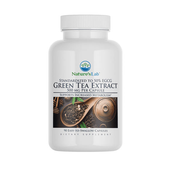 Nature's Lab Green Tea Extract with EGCG 500mg - 90 Capsules (3 Month Supply) - Powerful Antioxidants, Weight Support, Energy*