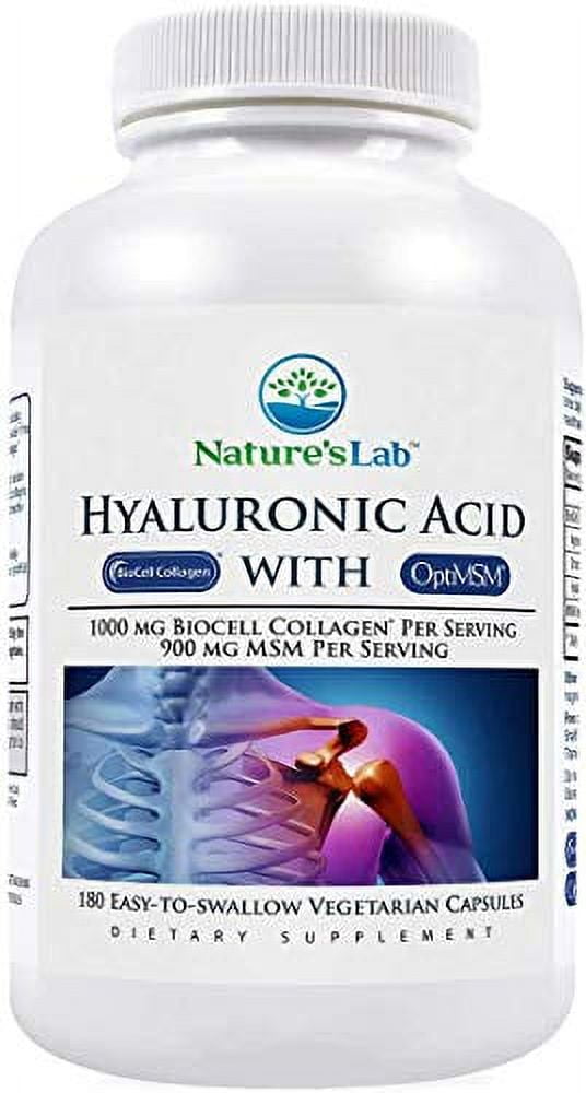 Nature's Lab Hyaluronic Acid with BioCell Collagen, 180 Vegetarian