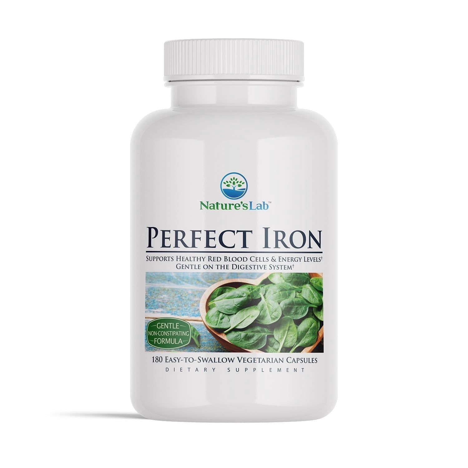 Nature's Lab Perfect Iron 25mg Dietary Supplement - 180 Capsules (6 Month Supply) - Gentle Non-Constipating Formula - Supports Healthy Red Blood Cells & Energy Levels*
